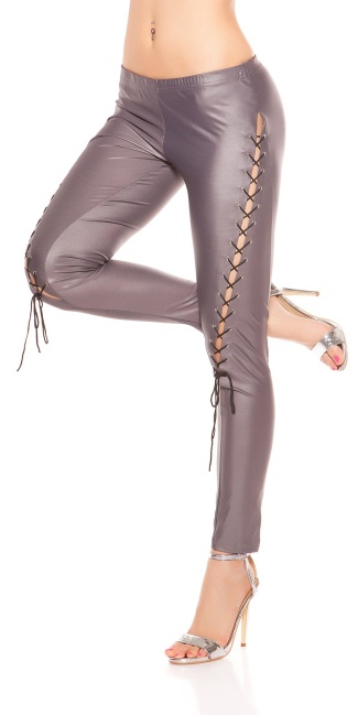 Leggings with lacing in the front Grey